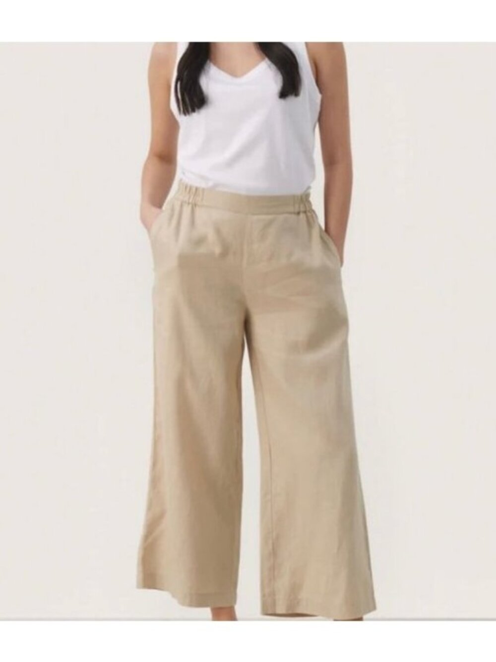 Part Two Linen Wide-Leg Cropped Pants – Size M/L